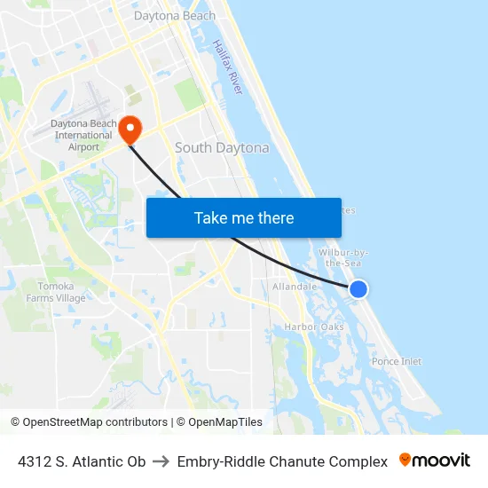 4312 S. Atlantic Ob to Embry-Riddle Chanute Complex map