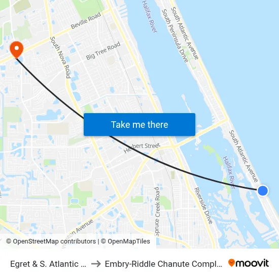 Egret & S. Atlantic Ib to Embry-Riddle Chanute Complex map
