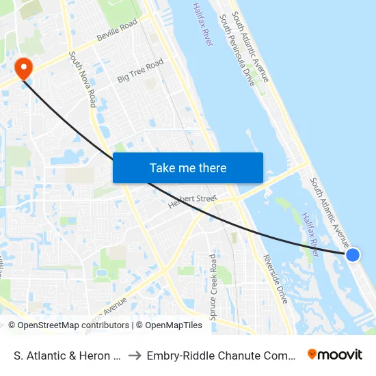 S. Atlantic & Heron Ob to Embry-Riddle Chanute Complex map