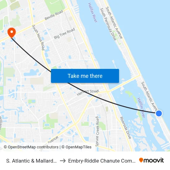 S. Atlantic & Mallard Ob to Embry-Riddle Chanute Complex map