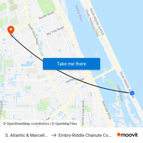 S. Atlantic & Marcelle Ob to Embry-Riddle Chanute Complex map