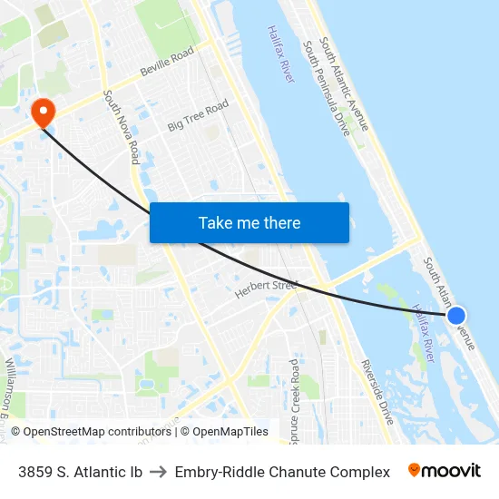3859 S. Atlantic Ib to Embry-Riddle Chanute Complex map