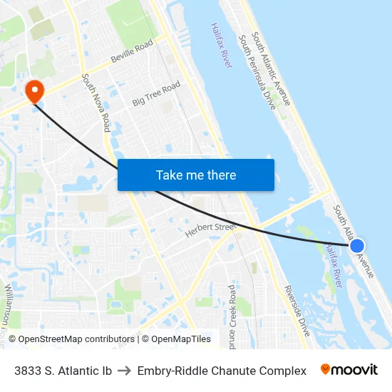3833 S. Atlantic Ib to Embry-Riddle Chanute Complex map