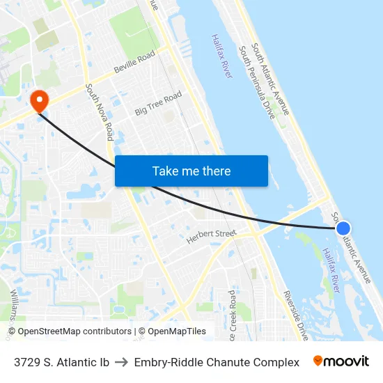 3729 S. Atlantic Ib to Embry-Riddle Chanute Complex map