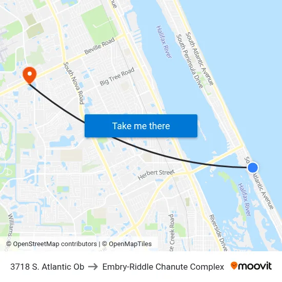 3718 S. Atlantic Ob to Embry-Riddle Chanute Complex map