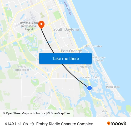 6149 Us1 Ob to Embry-Riddle Chanute Complex map