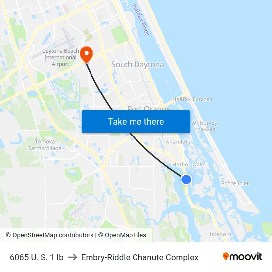6065 U. S. 1 Ib to Embry-Riddle Chanute Complex map