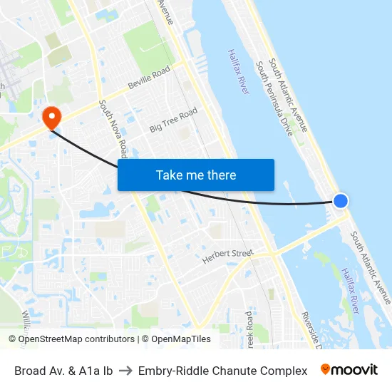 Broad Av. & A1a Ib to Embry-Riddle Chanute Complex map