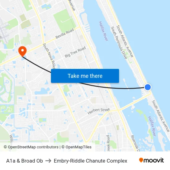 A1a & Broad Ob to Embry-Riddle Chanute Complex map