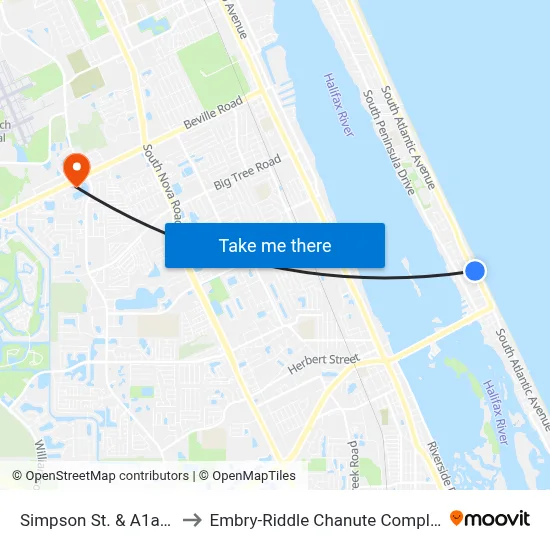 Simpson St. & A1a Ib to Embry-Riddle Chanute Complex map
