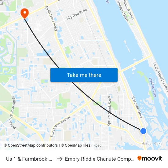 Us 1 & Farmbrook Rd. to Embry-Riddle Chanute Complex map