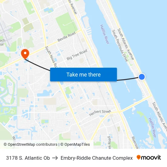3178 S. Atlantic Ob to Embry-Riddle Chanute Complex map