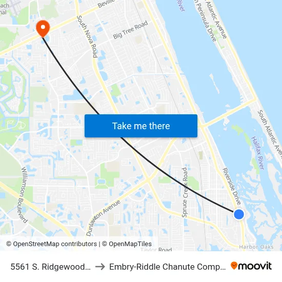5561 S. Ridgewood Ib to Embry-Riddle Chanute Complex map