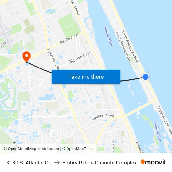 3180 S. Atlantic Ob to Embry-Riddle Chanute Complex map