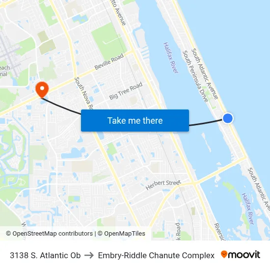 3138 S. Atlantic Ob to Embry-Riddle Chanute Complex map