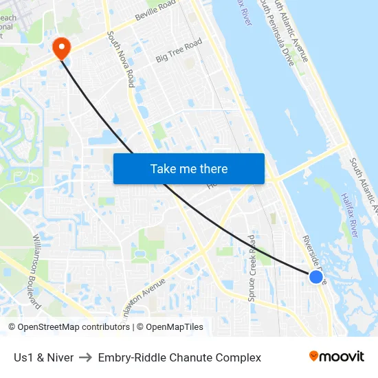 Us1 & Niver to Embry-Riddle Chanute Complex map