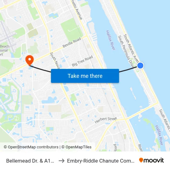 Bellemead Dr. & A1a Ib to Embry-Riddle Chanute Complex map