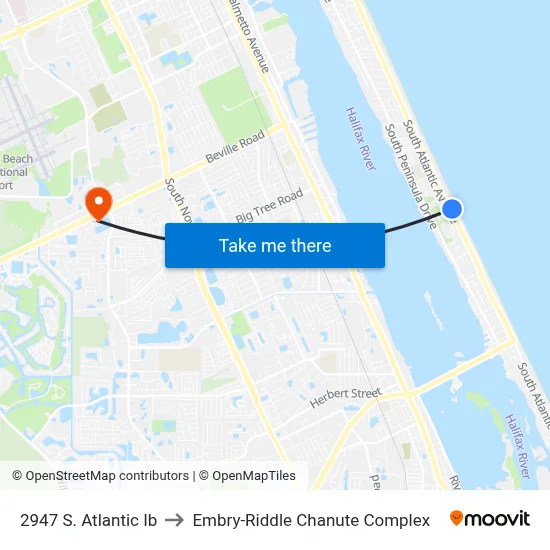 2947 S. Atlantic Ib to Embry-Riddle Chanute Complex map