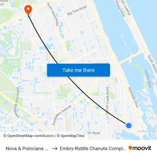 Nova & Poinciana Ob to Embry-Riddle Chanute Complex map