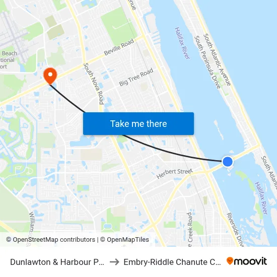 Dunlawton & Harbour Point Ob to Embry-Riddle Chanute Complex map
