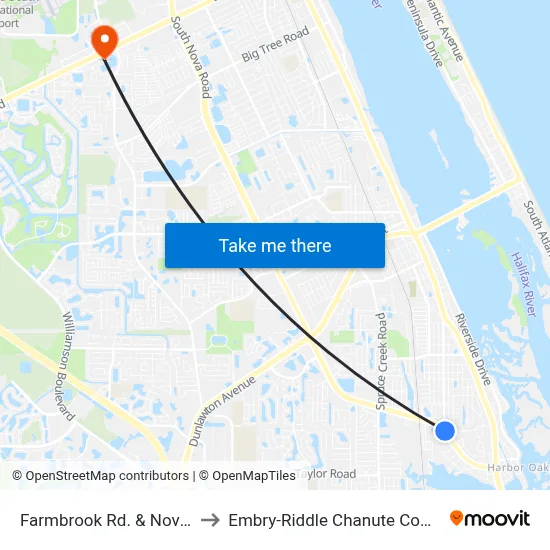 Farmbrook Rd. &  Nova Sb to Embry-Riddle Chanute Complex map