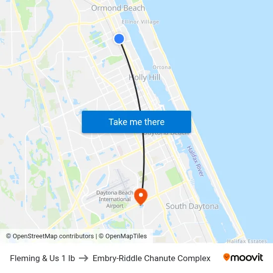 Fleming & Us 1 Ib to Embry-Riddle Chanute Complex map
