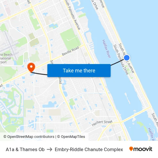 A1a & Thames Ob to Embry-Riddle Chanute Complex map