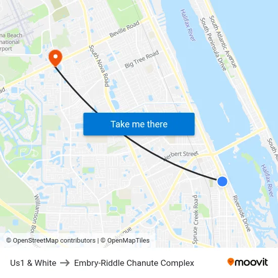 Us1 & White to Embry-Riddle Chanute Complex map