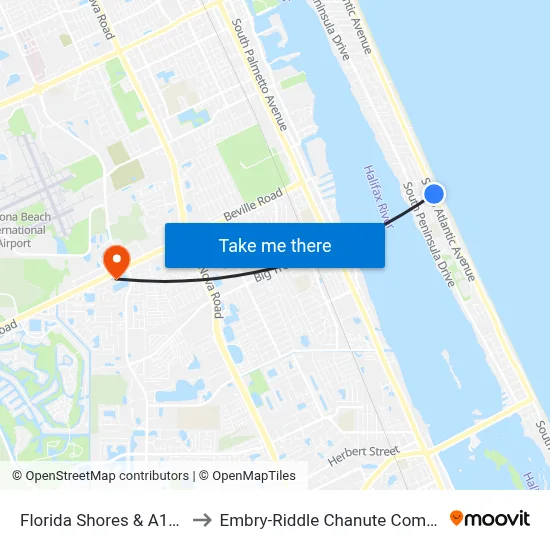 Florida Shores & A1a Ib to Embry-Riddle Chanute Complex map