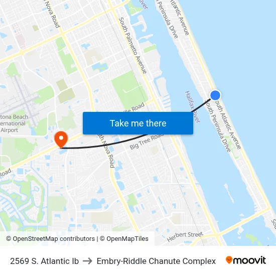 2569 S. Atlantic Ib to Embry-Riddle Chanute Complex map