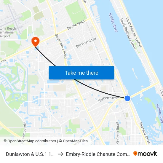 Dunlawton & U.S.1 17  Ib to Embry-Riddle Chanute Complex map