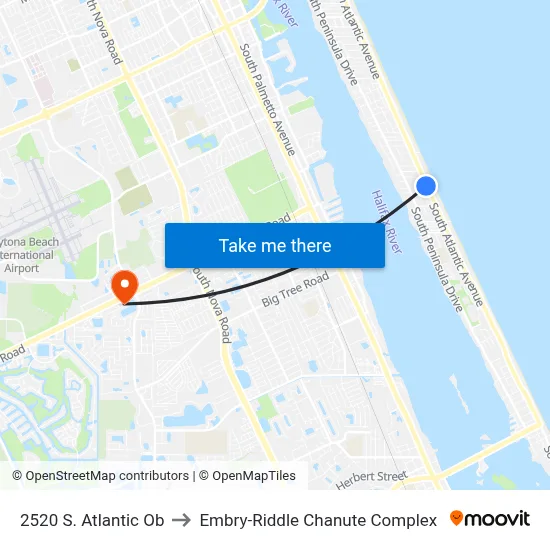 2520 S. Atlantic Ob to Embry-Riddle Chanute Complex map