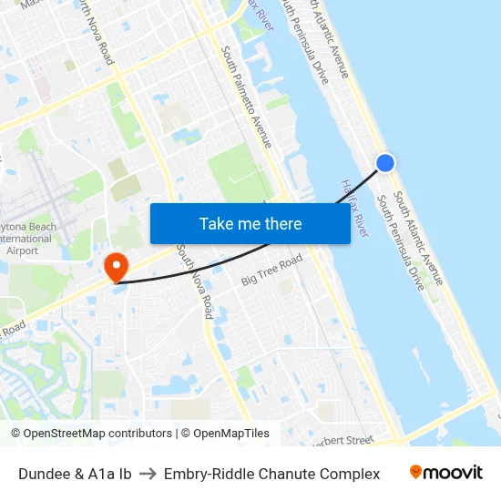 Dundee & A1a Ib to Embry-Riddle Chanute Complex map