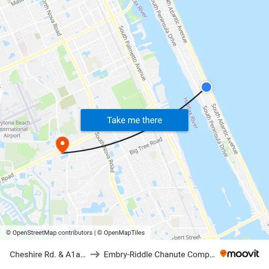 Cheshire Rd. & A1a Ib to Embry-Riddle Chanute Complex map