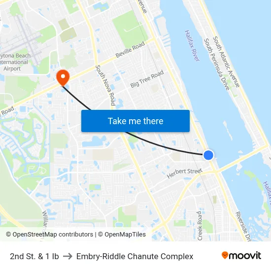 2nd St. & 1 Ib to Embry-Riddle Chanute Complex map