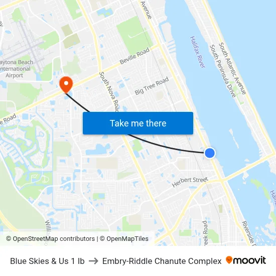 Blue Skies & Us 1 Ib to Embry-Riddle Chanute Complex map