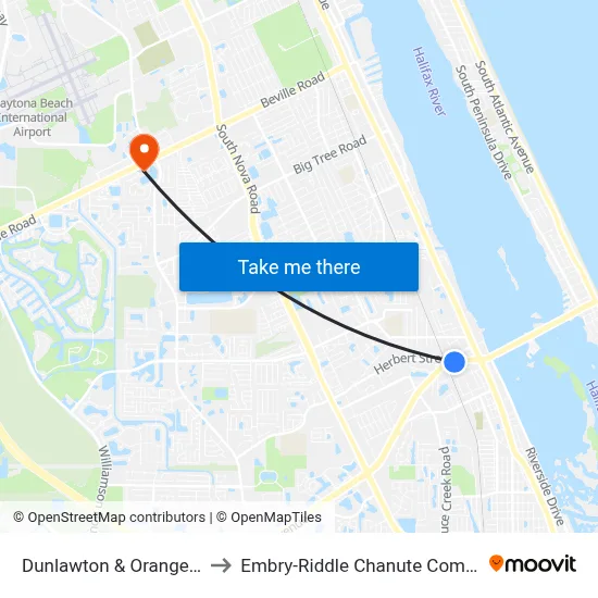 Dunlawton & Orange Ob to Embry-Riddle Chanute Complex map