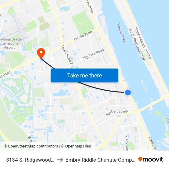 3134 S. Ridgewood Ib to Embry-Riddle Chanute Complex map