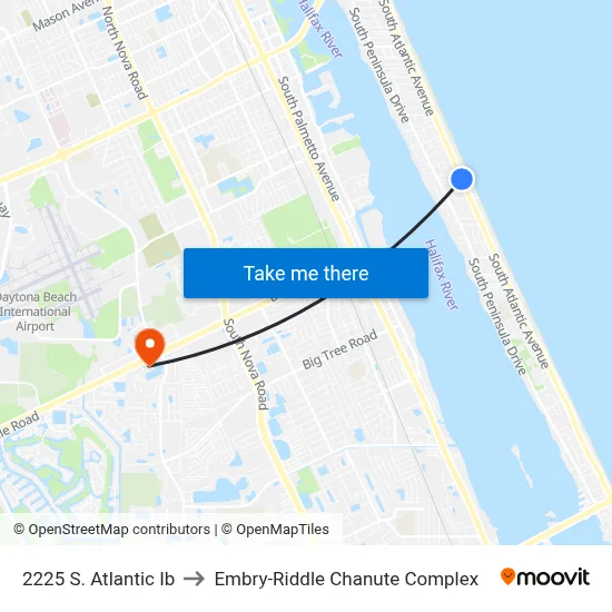 2225 S. Atlantic Ib to Embry-Riddle Chanute Complex map