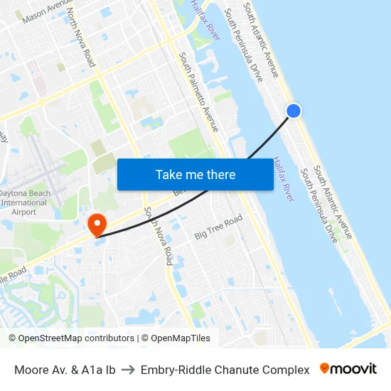 Moore Av. & A1a Ib to Embry-Riddle Chanute Complex map