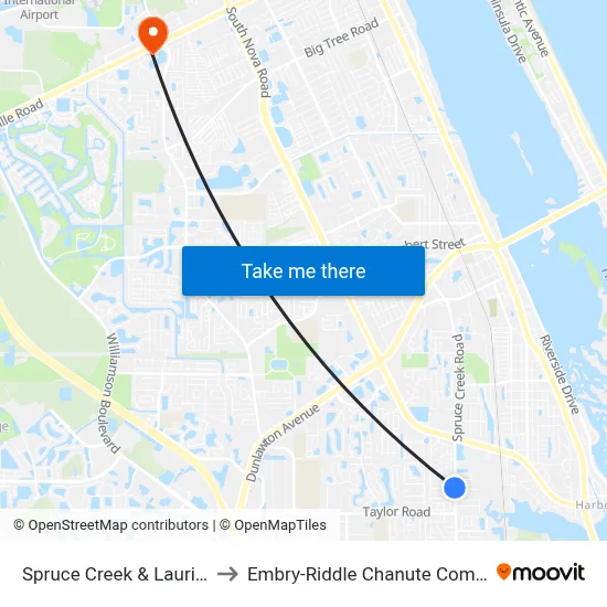 Spruce Creek & Laurie Ib to Embry-Riddle Chanute Complex map