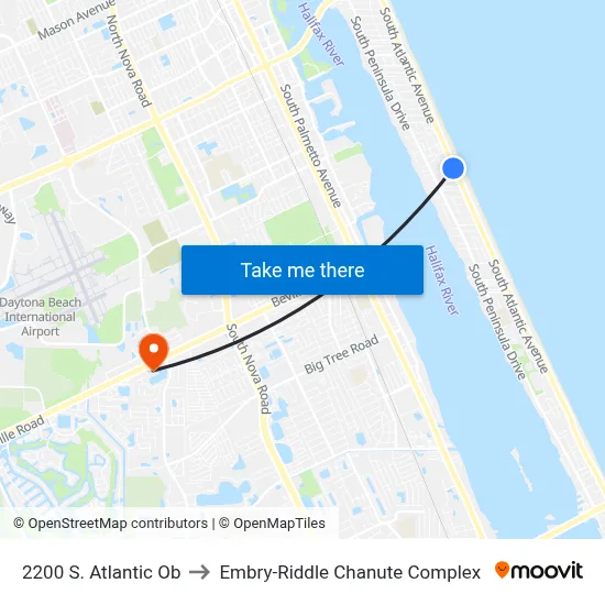2200 S. Atlantic Ob to Embry-Riddle Chanute Complex map