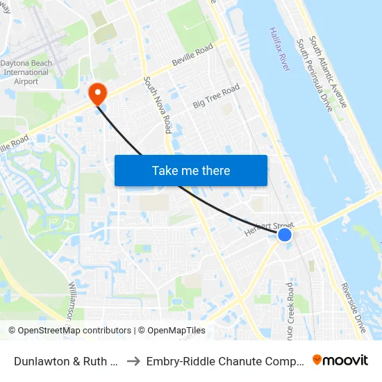 Dunlawton & Ruth Ob to Embry-Riddle Chanute Complex map
