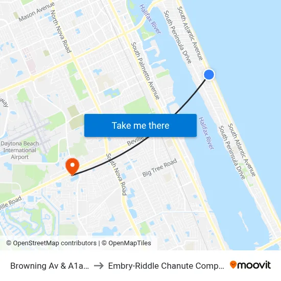 Browning Av & A1a Ib to Embry-Riddle Chanute Complex map