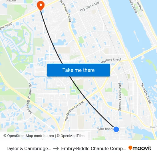 Taylor & Cambridge Ib to Embry-Riddle Chanute Complex map