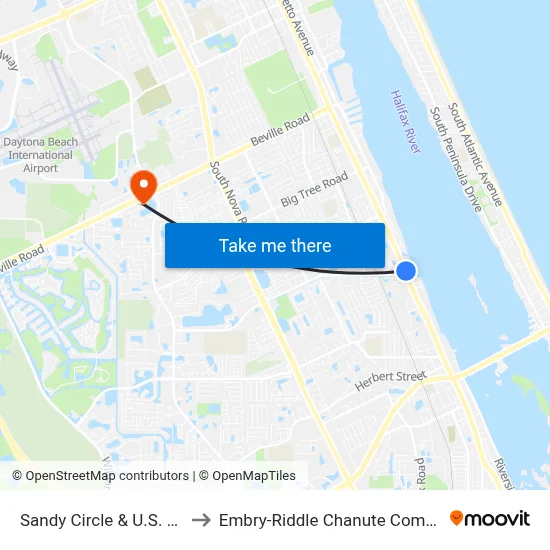 Sandy Circle & U.S. 1 Ib to Embry-Riddle Chanute Complex map