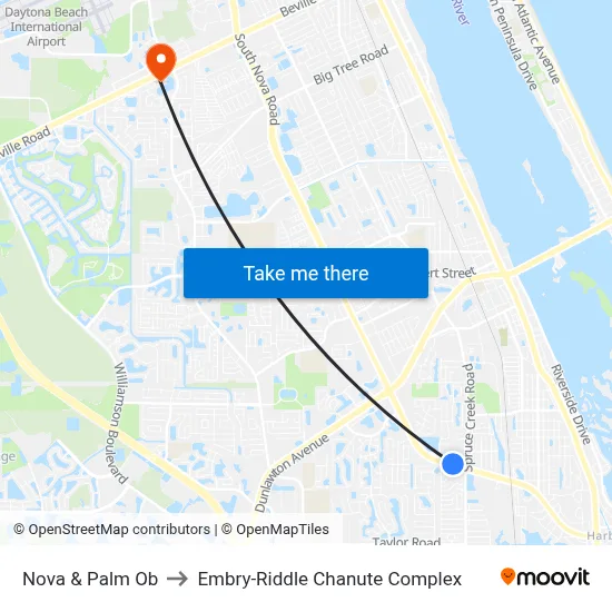 Nova & Palm Ob to Embry-Riddle Chanute Complex map