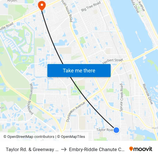 Taylor Rd. & Greenway Dr. Ob to Embry-Riddle Chanute Complex map