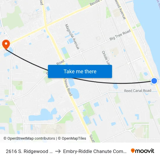 2616 S. Ridgewood Ob to Embry-Riddle Chanute Complex map