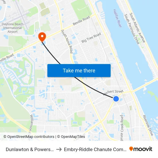 Dunlawton & Powers Ob to Embry-Riddle Chanute Complex map